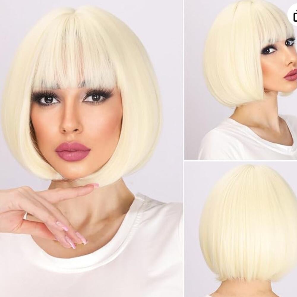 NWT 12" Blonde Bob Wig with Bangs Synthetic
